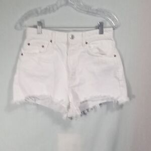 Zara White Distressed Cut Off Jean Shorts Size 8